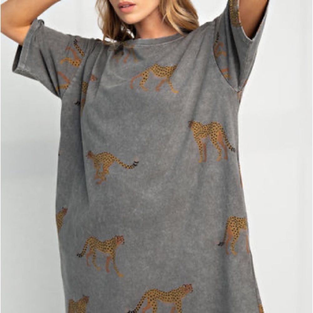 Easel Cheetah Print Dress (Ash)